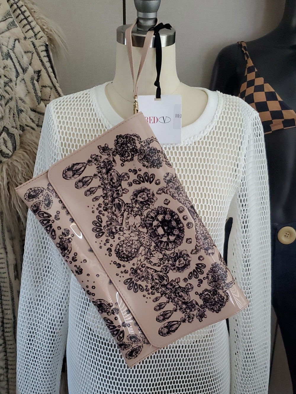 NWT RED Valentino Gem Print Jelly Bag - Pale Rose - Flawed